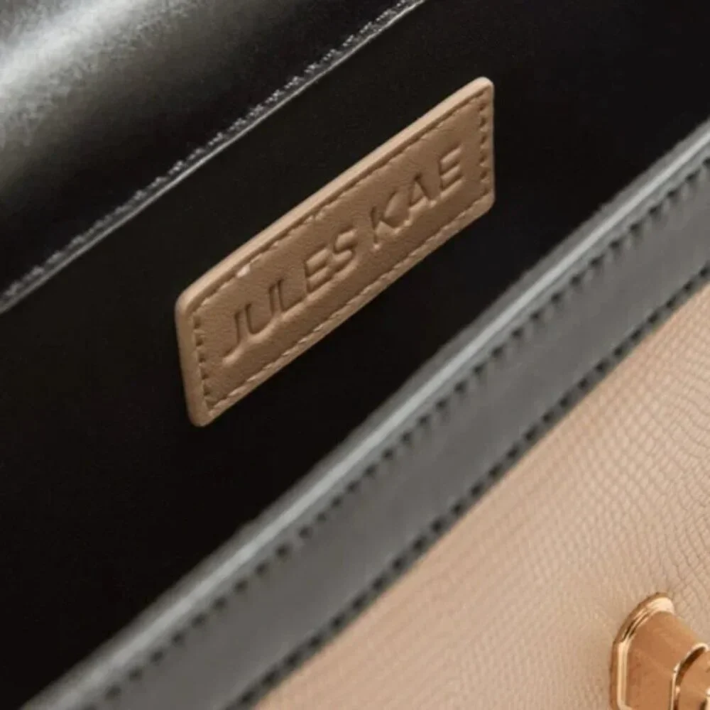 JULES KAE Mia Bag Vegan Leather (Black & Tan/Cream) BRAND-NEW &‎ BEAUTIFUL! - Picture 8 of 9